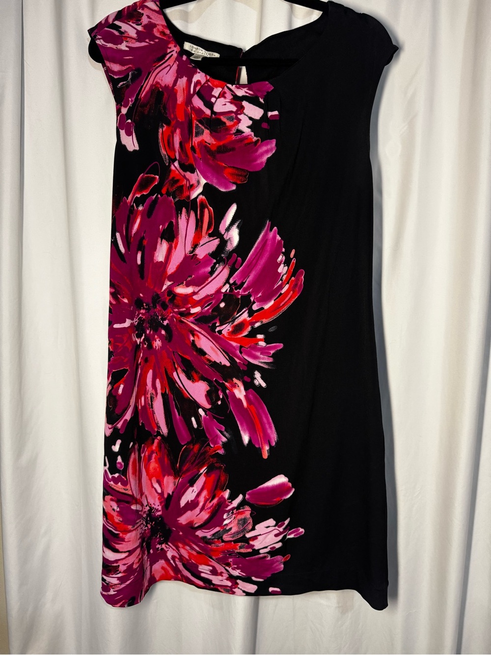 London Style Black Dress with Pink Floral Print